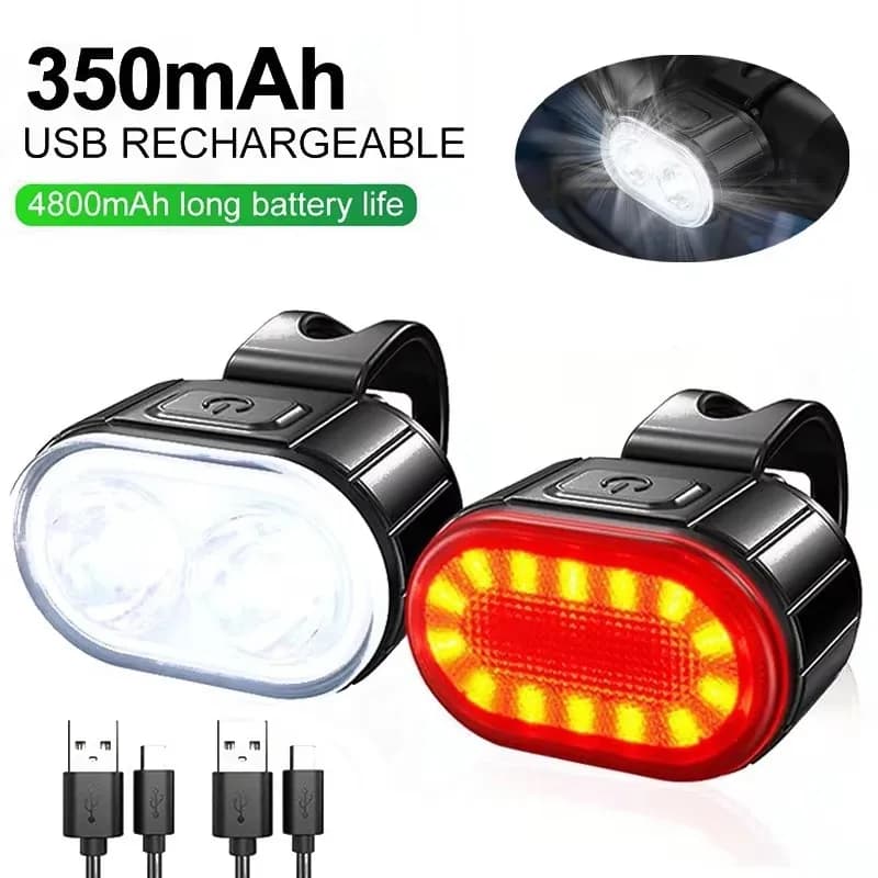 Front Rear Bike Lights Rechargeable Bicycle Cycling USB Flashlight for Bicycle Lighting Front/Rear/Set Bike Lantern Accessories