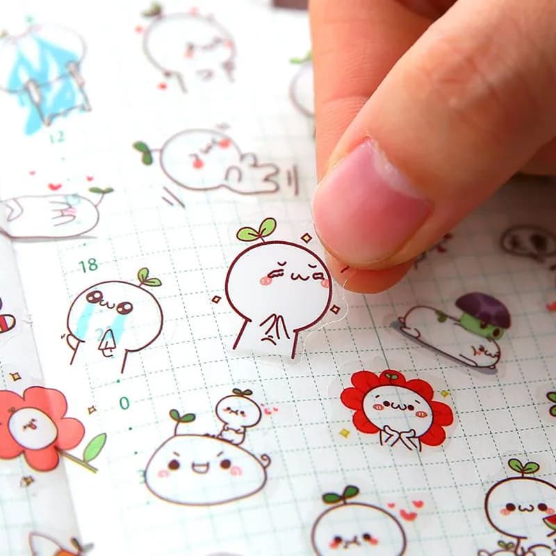 6PCS/set DIY Kawaii Cute Drawing Market Planner Book Diary Decorate Stationery Stickers PVC Transparent Scrapbooking
