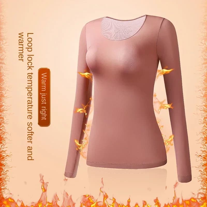 Winter Women's Thermal Underwear Bottoming Shirt Long-sleeved T-shirt Autumn Thin Thermal Top Second Women's Thermal Skin L-XL