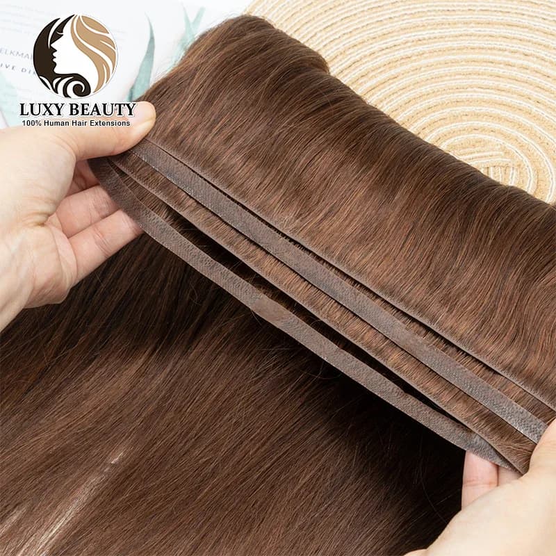 Long Tape Weft Human Hair Extensions 12"-22" Invisible Inject PU Skin Flat Weft Hair Bundles 100g Sewing In Micro Links Hair