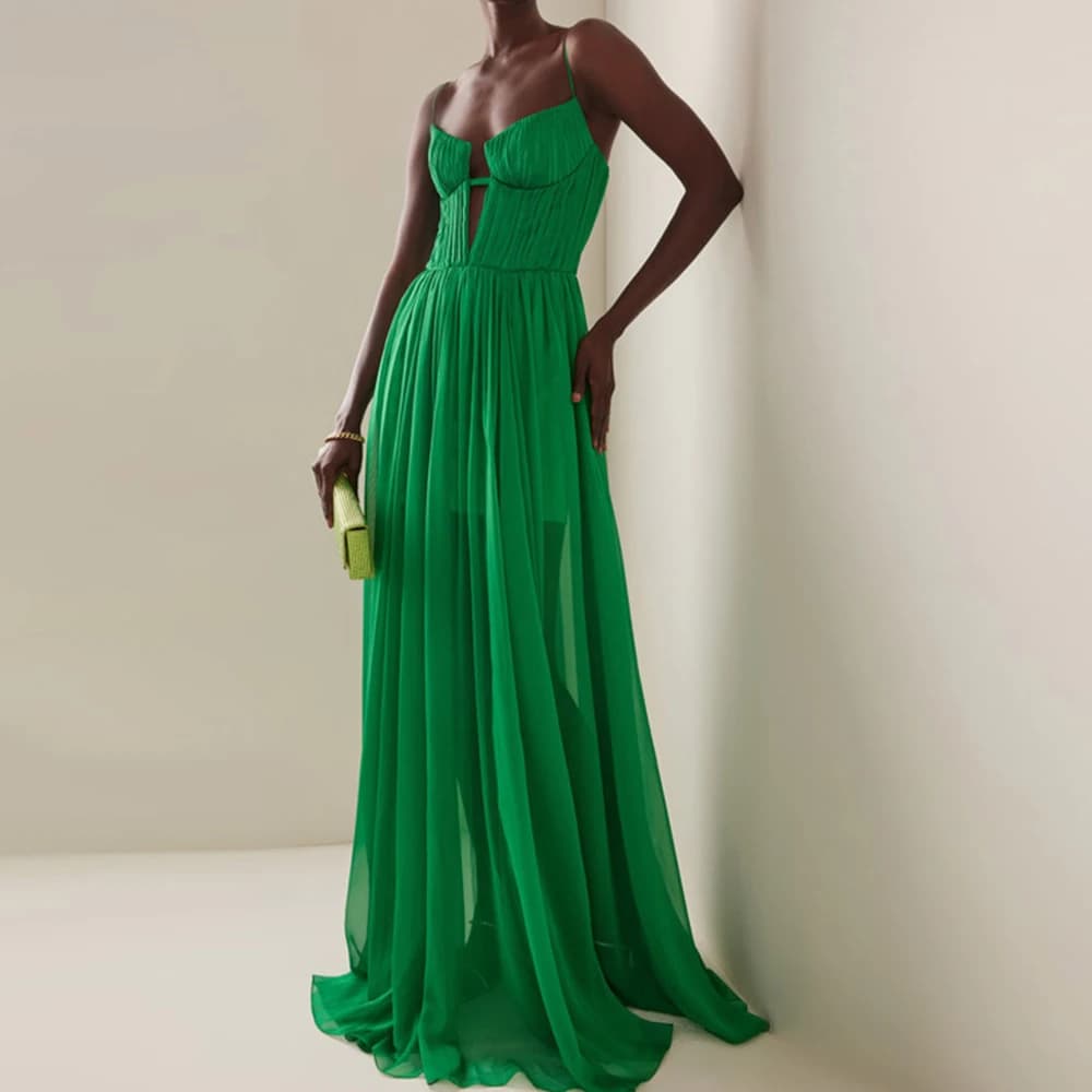 Customized Prom Gown Green Sleeveless Formal Party Dress Sexy Backless Celebrity Banquet Vestidos De Festa Perspective Evening