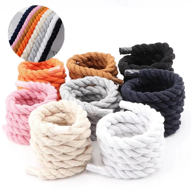 New 10MM Width Cotton Shoelaces Round Thick Rope Laces Fashion Canvas Shoes Lace Accessories Shoestring Unisex