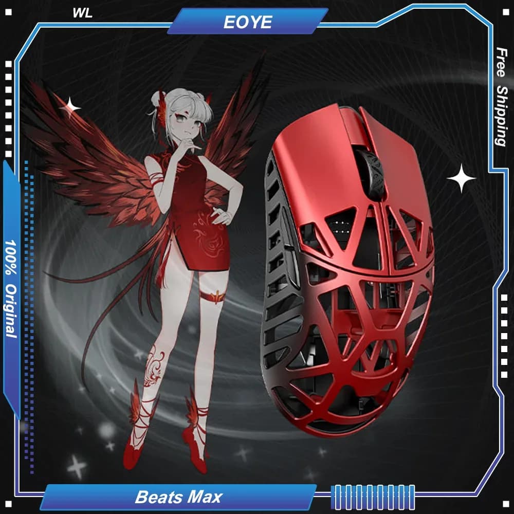 WL Beast Max Gaming Mouse PAW3950HS 42g Lightweight Magnesium Alloy Skeleton 2.4G Type-C 8K Receiver HUB Web Drive 26000DPI RGB