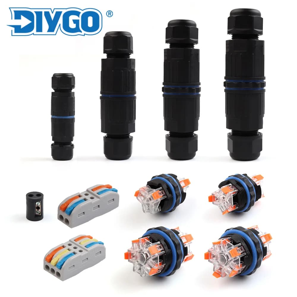 IP68 Waterproof Cable Connector Quick Connection KVSF-15 2 in 2 out 2/3/4/5 Pin Electrical Terminal Adapter Wire Connector