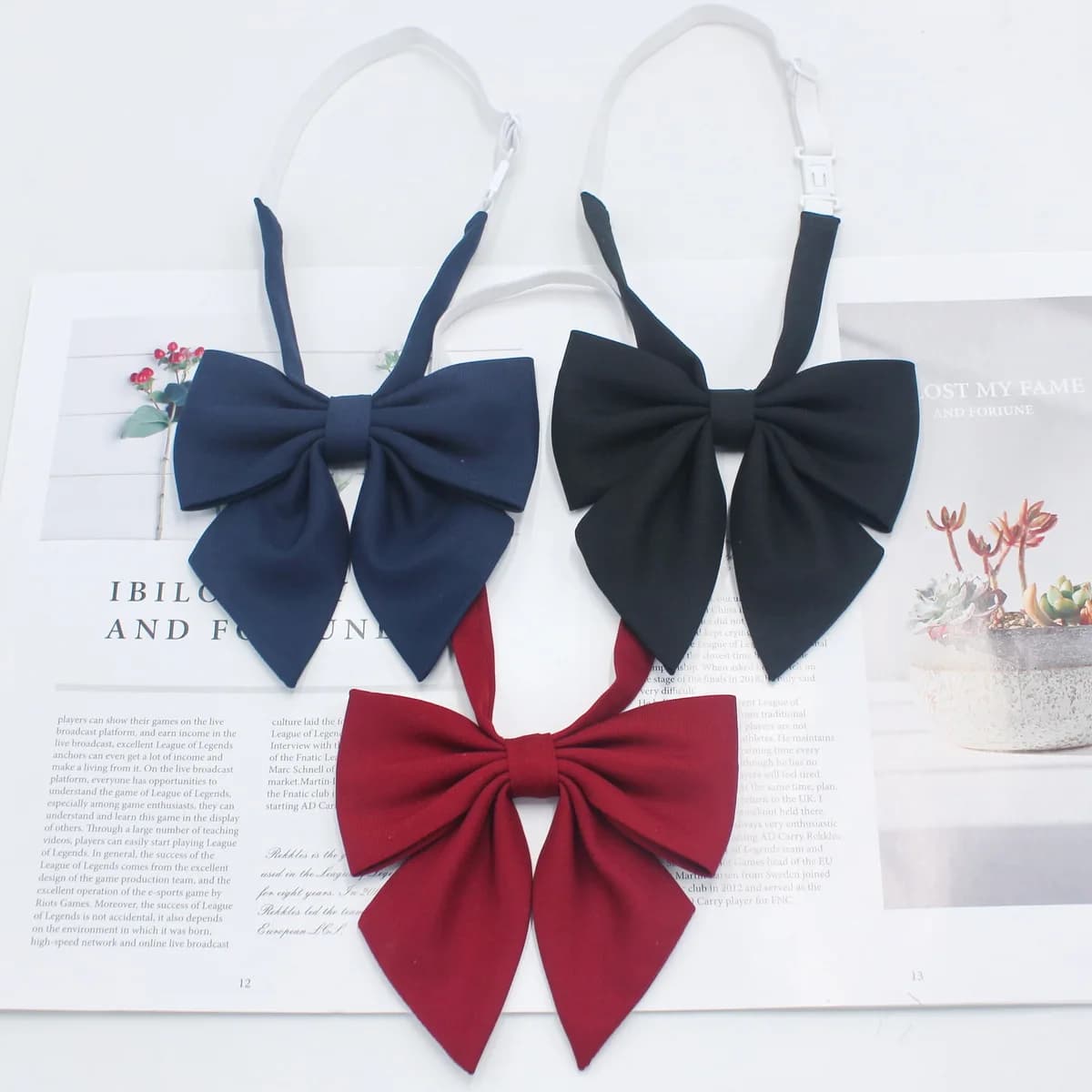 Students Red Solid Bowtie Cotton Bow Tie for Women Uniform Collar Butterfly Cravats Girls Bowties JK Shirt Dress Neck Wear Ties