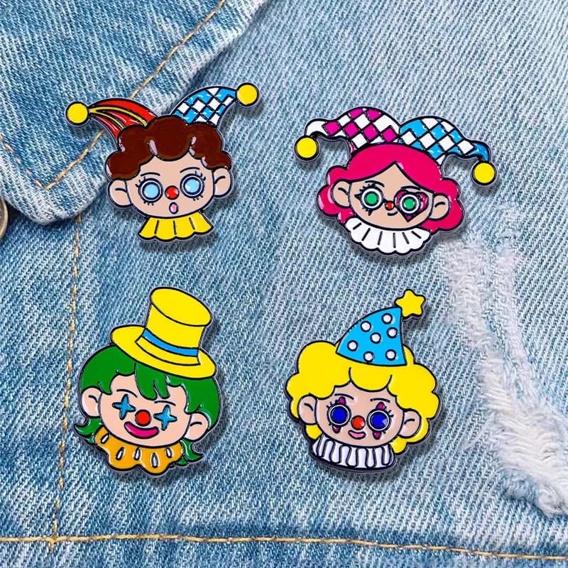 Cute Clown Enamel Brooches Colorful Figure Buffoon Pins For Women Girls Bag Hat Clothes Jewelry Decoration