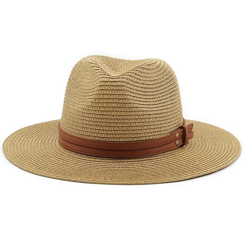 2024 New Beach Breathable Casual Jazz Hat with Brown Belt Straw Cap Elegant Outdoor Traditional Sun Protection Hats for Women