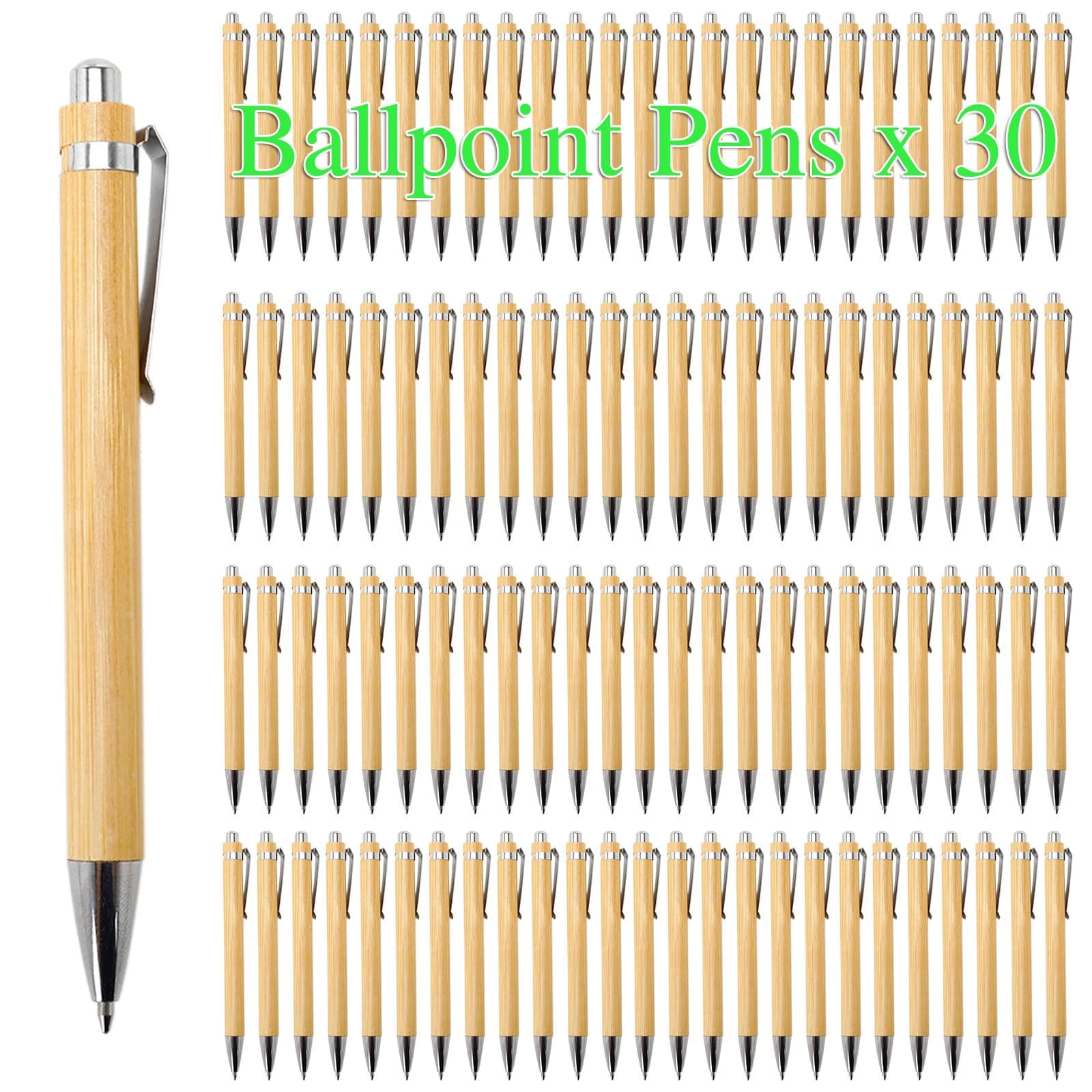 30Pcs Bamboo Wood Ballpoint Pen 1.0mm Tip Office School Wrting Stationery Business Signature Ball Pens Bamboo Pen