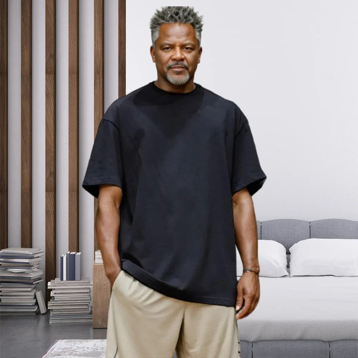 Summer Men's T-shirt Cotton Crewneck Short Sleeve Top Breathable Solid Color Sport Loose T Shirt Father Tees Holiday Gift