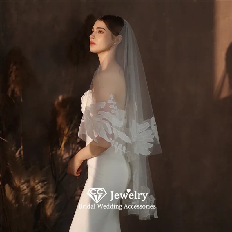 CC Elegant Veils Women Accessories Wedding Hairwear Bridal Headdress Engagement Hair Ornaments Ivory Color Veil With Combs V316