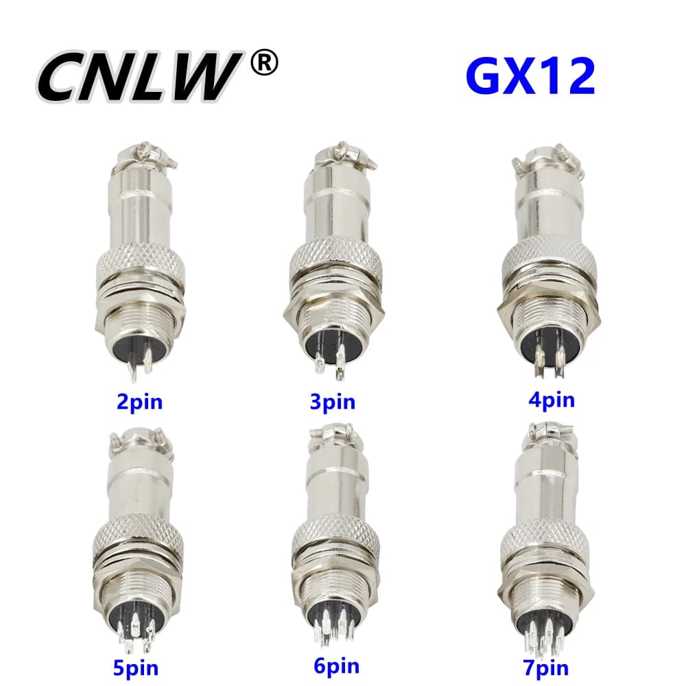 1 Set 12mm GX12 2/3/4/5/6/7Pin Screw Aviation Connector Plug The aviation plug Cable connector Regular plug and socket