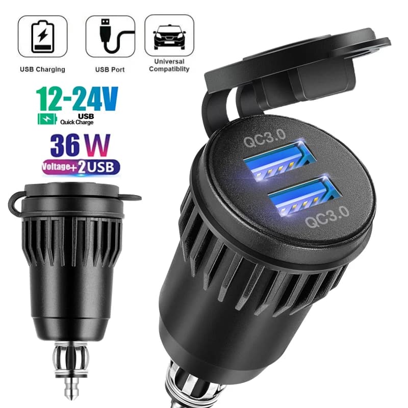 Fast Charging Adapter Motorcycle QC 3.0 motorcycle socket 12v to usb c eu plug Hella DIN Plug Socket Power for BMW