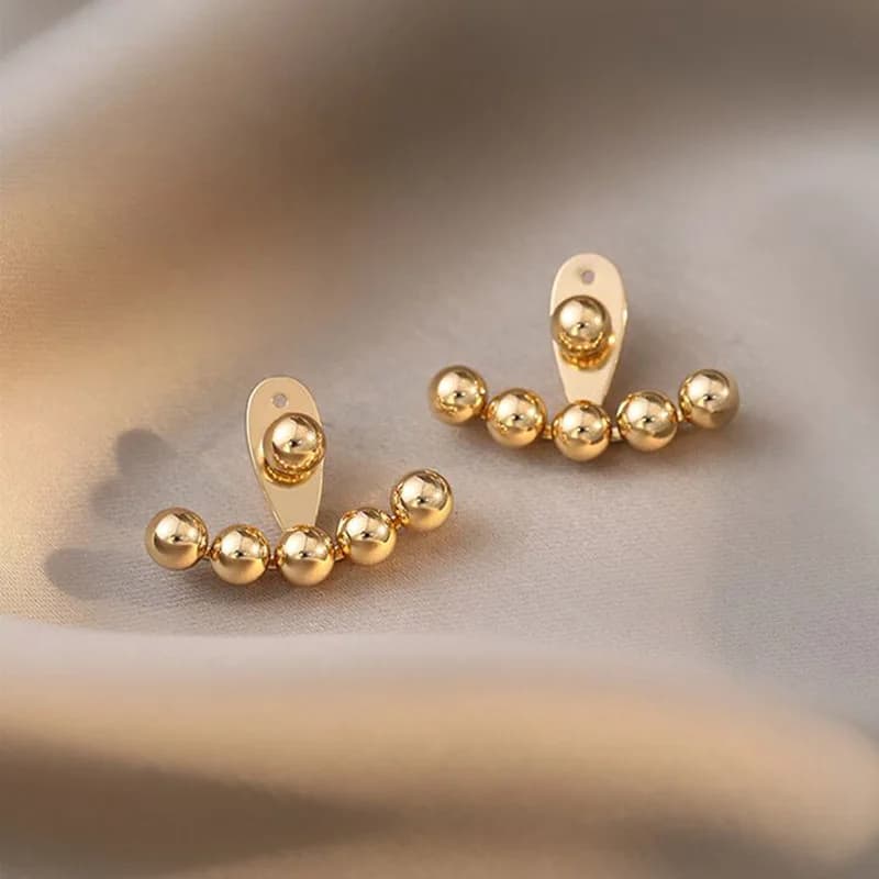 Stainless Steel Beaded Stud Earrings Waterproof Jewelry High Quality  Gold color Fashion Earrings серьги женские Gifts