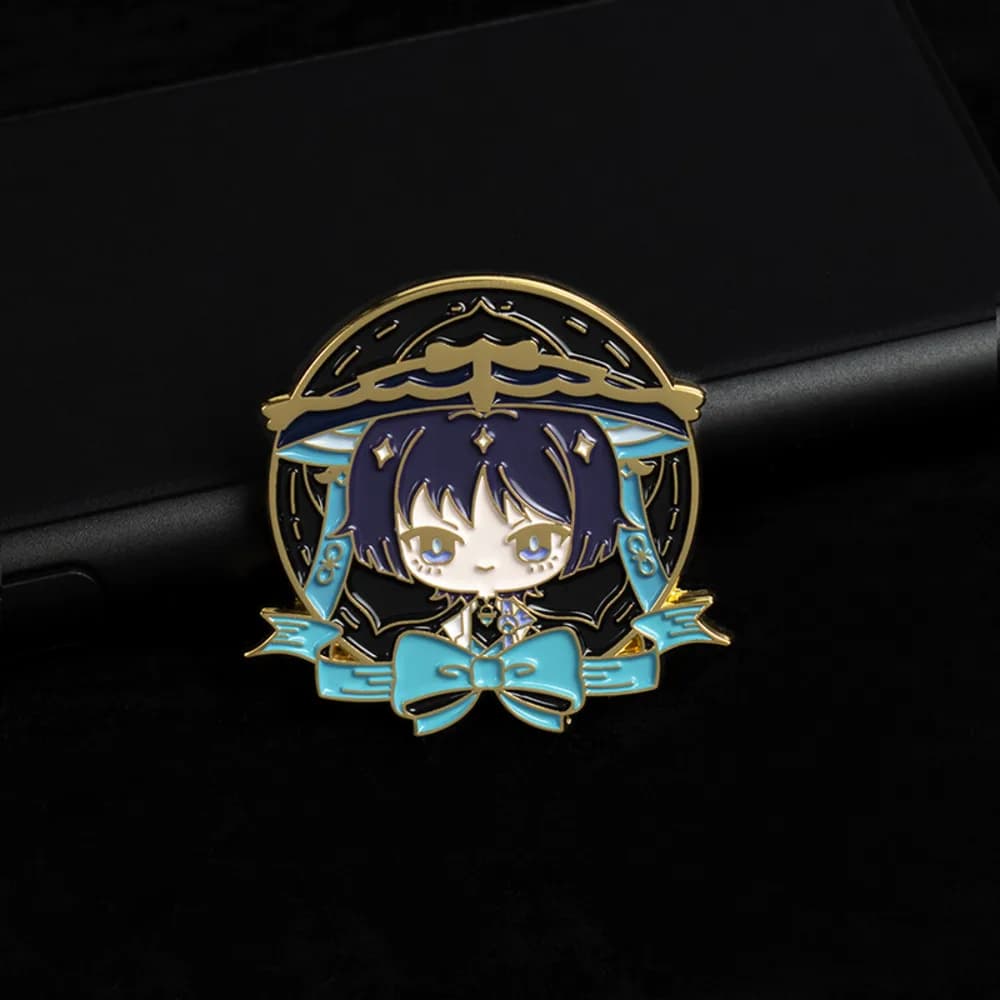 Anime Genshin Impact Wanderer Tighnari Cyno Alhaitham Q Version Animal Fox Metal Chain Badge Brooch Pin Cosplay Collection Gift