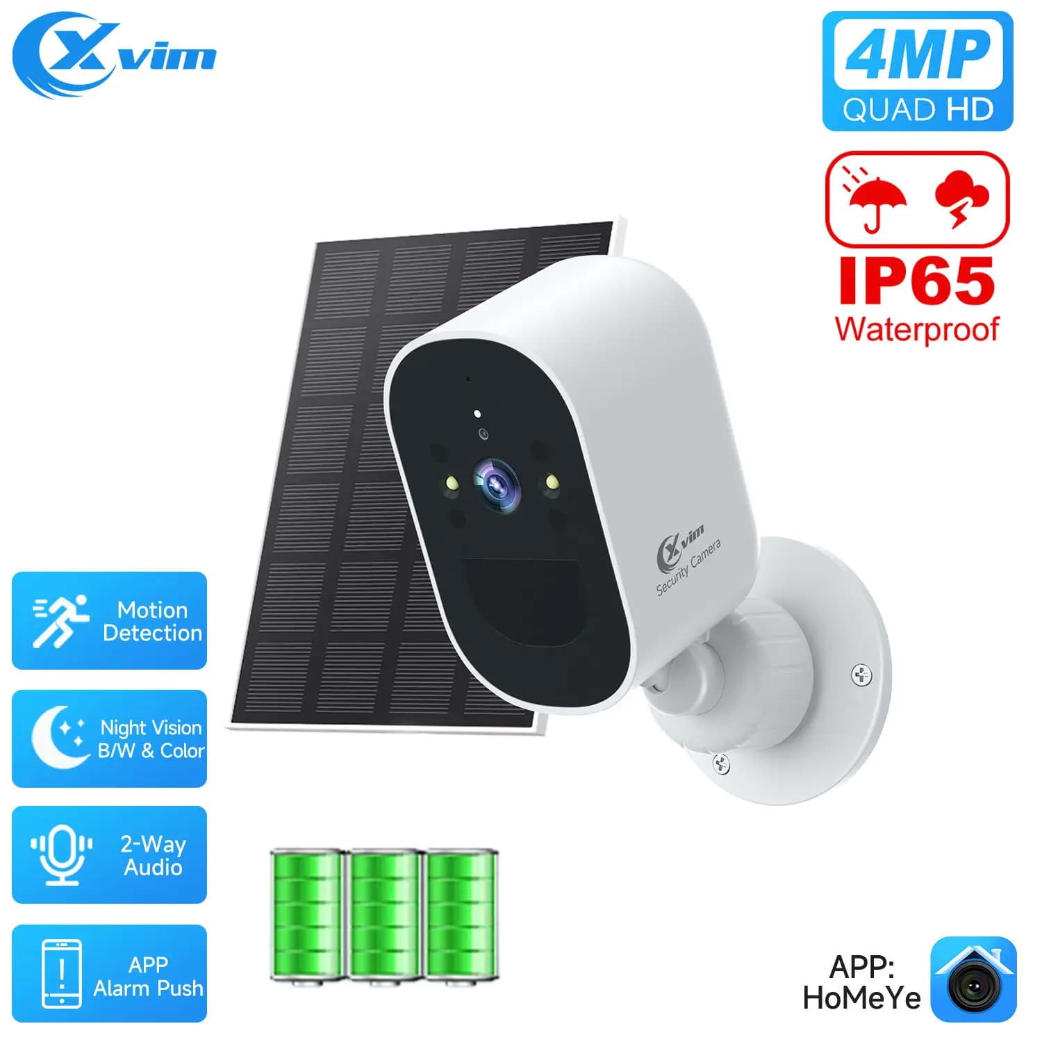 XVIM Outdoor Solar Camera Monitor, High-definition Night Vision Waterproof Monitoring, Home Security Automatic Alarm Monitoring