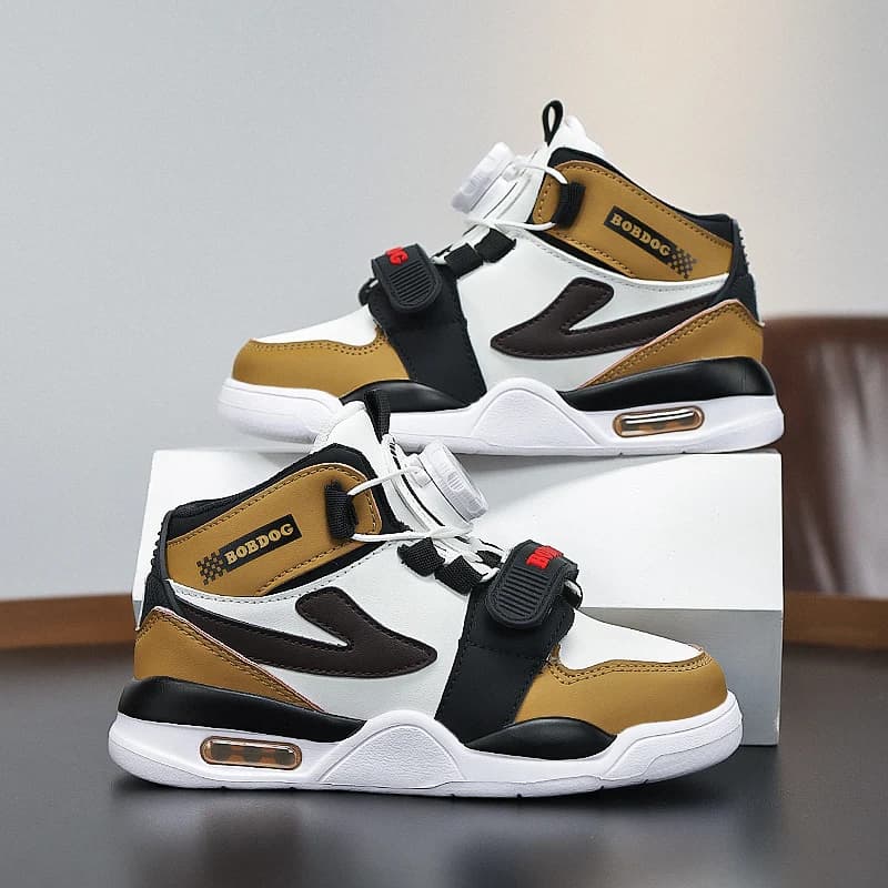 Kids Sneakers Casual Shoes Boys Grils High Top Leather Waterproof Board Shoes Children Non-slip Sports Walking Shoes Size 28-38