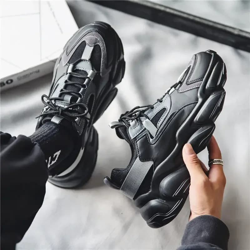 Men's Platform Black Sneakers 2023 Winter New Fashion Men Chunky Shoes Trainers Street Style Male Footwear Tenis Masculino