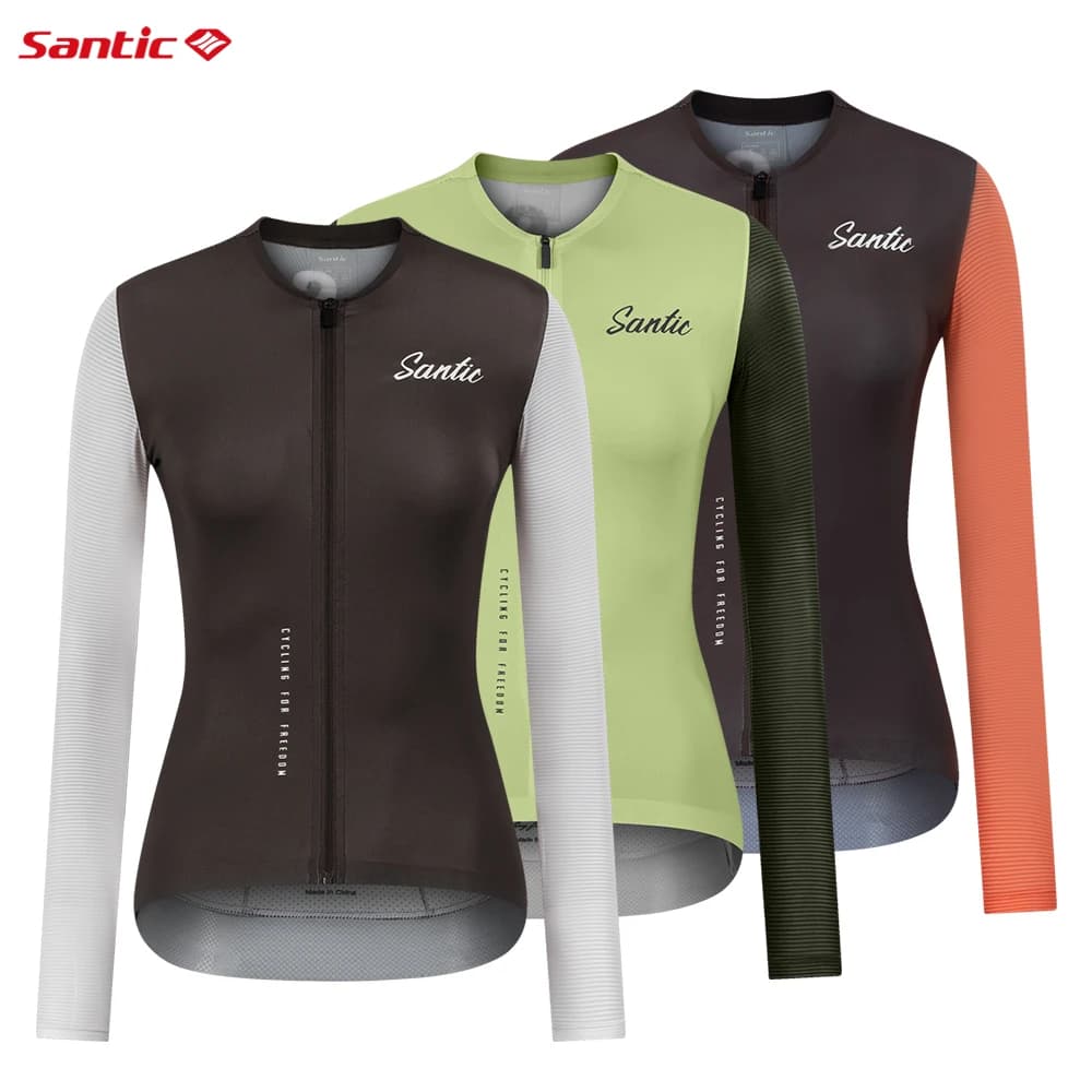 Santic Summer Women's Cycling Jersey Long sleeved Road Quick-drying Breathable Slim Reflective Cycling Clothing Sun Protection