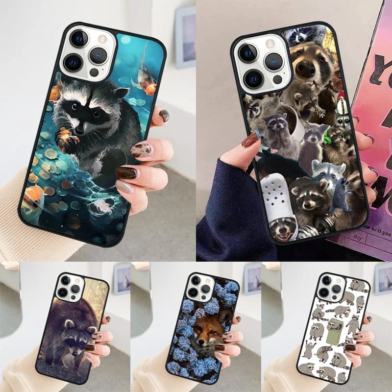 Flower Raccoon Fox Animal phone case Cover For iPhone 14 15 16 Pro Max SE 2020 coque For apple 11 12 13 Pro Max 7 8 Plus