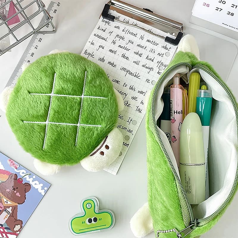 Cartoon Cute Turtle Pencil Bag Large Capacity Pencil Case Creative Coin Purse School Supplies Multifunctional Storage Bag