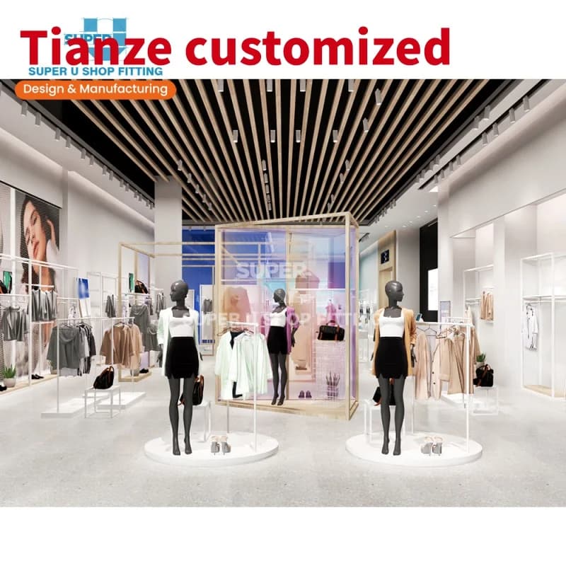 (Customized) customized fashion retail shop decorations hot shopping mall clothing shop display design retail boutique store