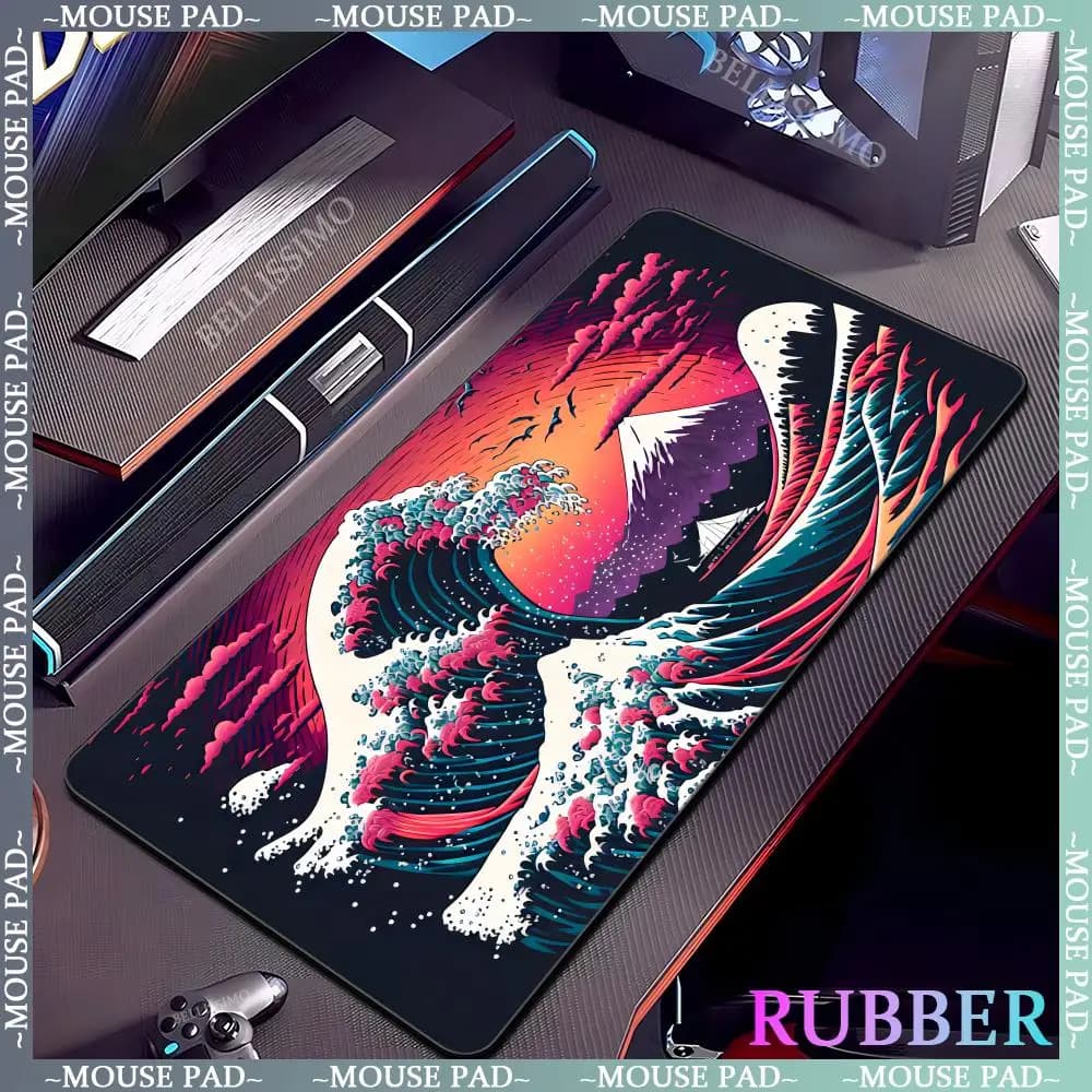 Computer art large mousepad Japan Kanagawa giant wave large game XXL mouse pads laptop desk mat gaming rubber otaku keyboard pad