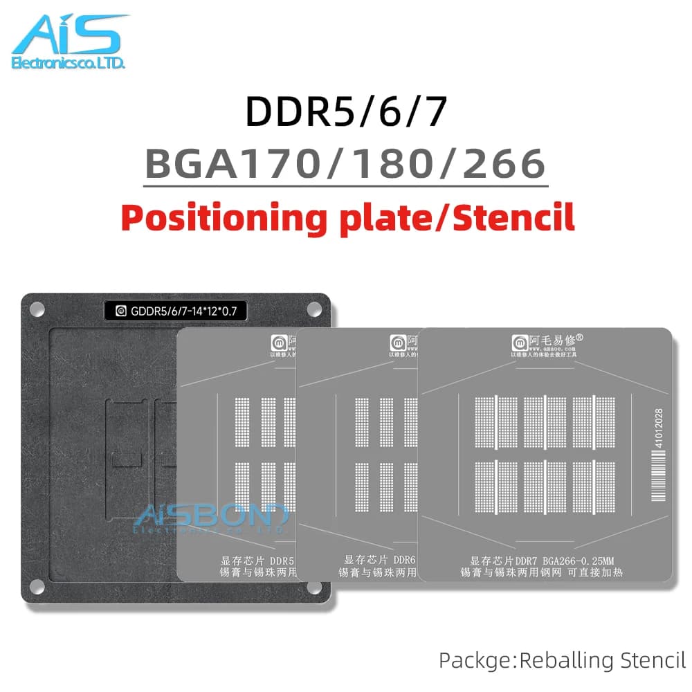 DDR BGA Reballing Stencil Template Station For DDR5 DDR6 DDR7 BGA170 BGA180 BGA266 Graphics Card Memory Chip Positioning Plate