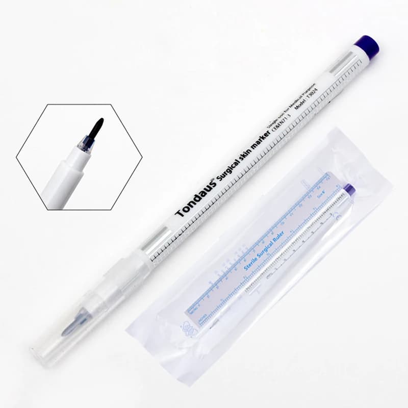 Surgical Eyebrow Skin Tattoo Marker Pen Tool Accessories With Measuring Ruler for Marking and Locating on the Skin Marked Clear