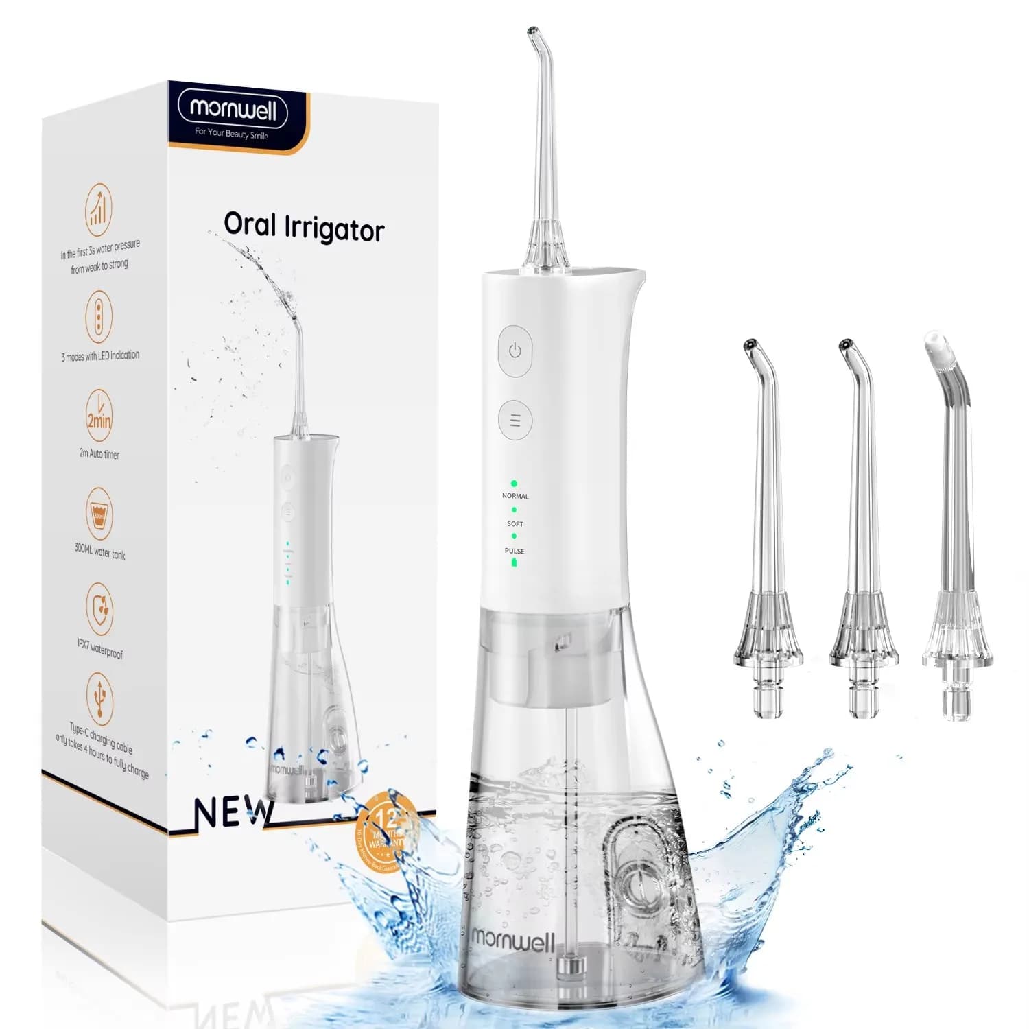 Electric Water Flosser Rechargeable Water Flossers for Teeth Clean Waterproof Flosser Portable Oral Irrigator 300ML Home Travel