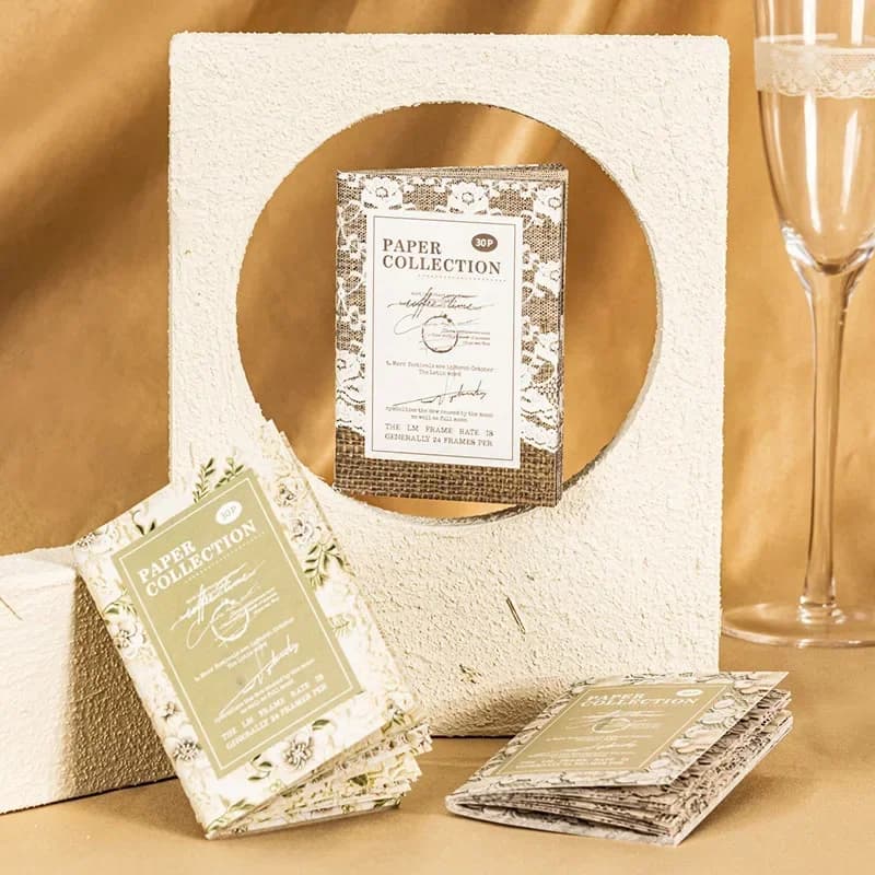 15Pcs Lace Texture Handbook Collection Vintage Supplies Collage Notebooks Package Paper Writing Pads Scrapbook cut 170*100mm
