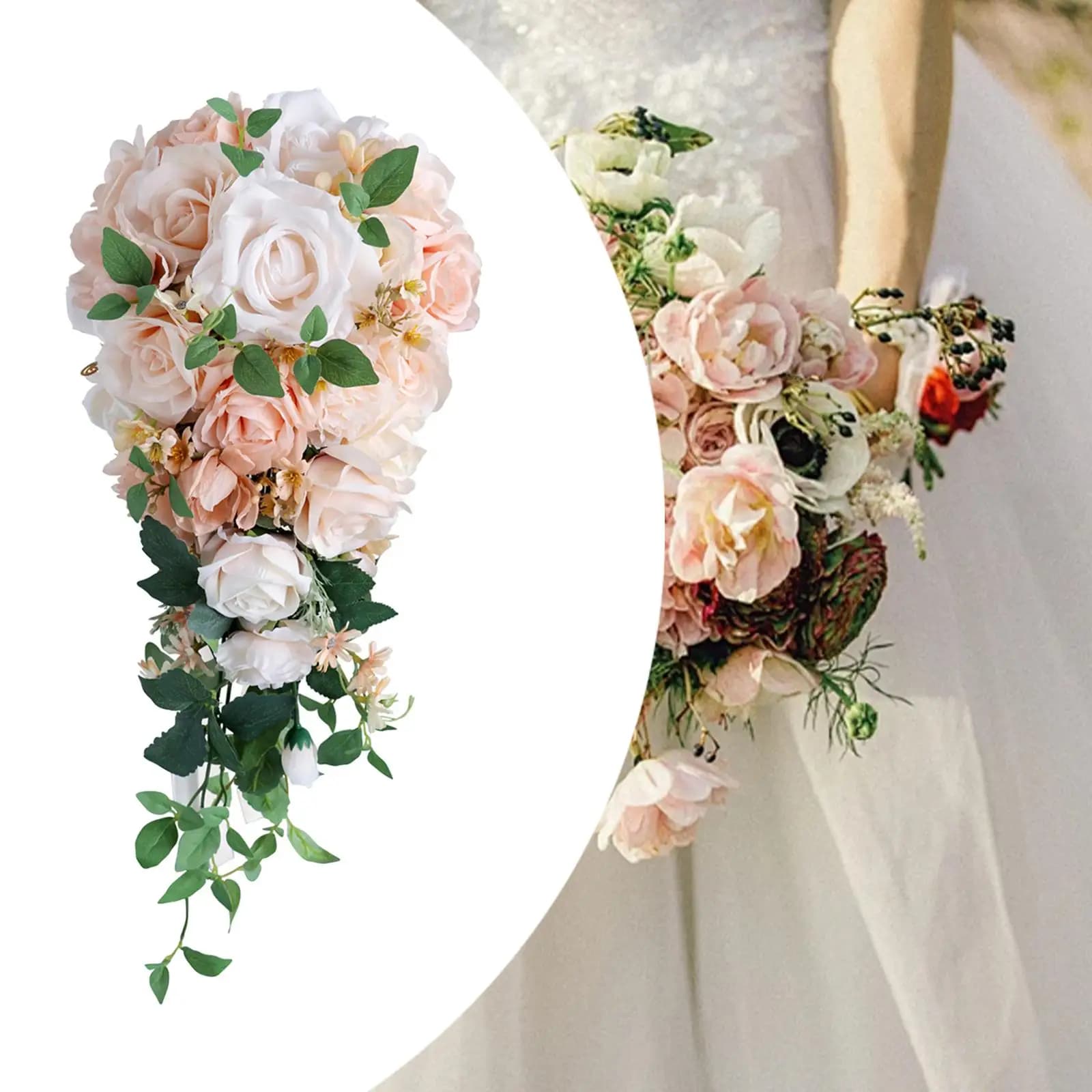 Wedding Bouquet Cascading Bridal Bouquet Romantic Realistic Waterfall Holding Flowers Cascading Bouquet for Wedding Decoration
