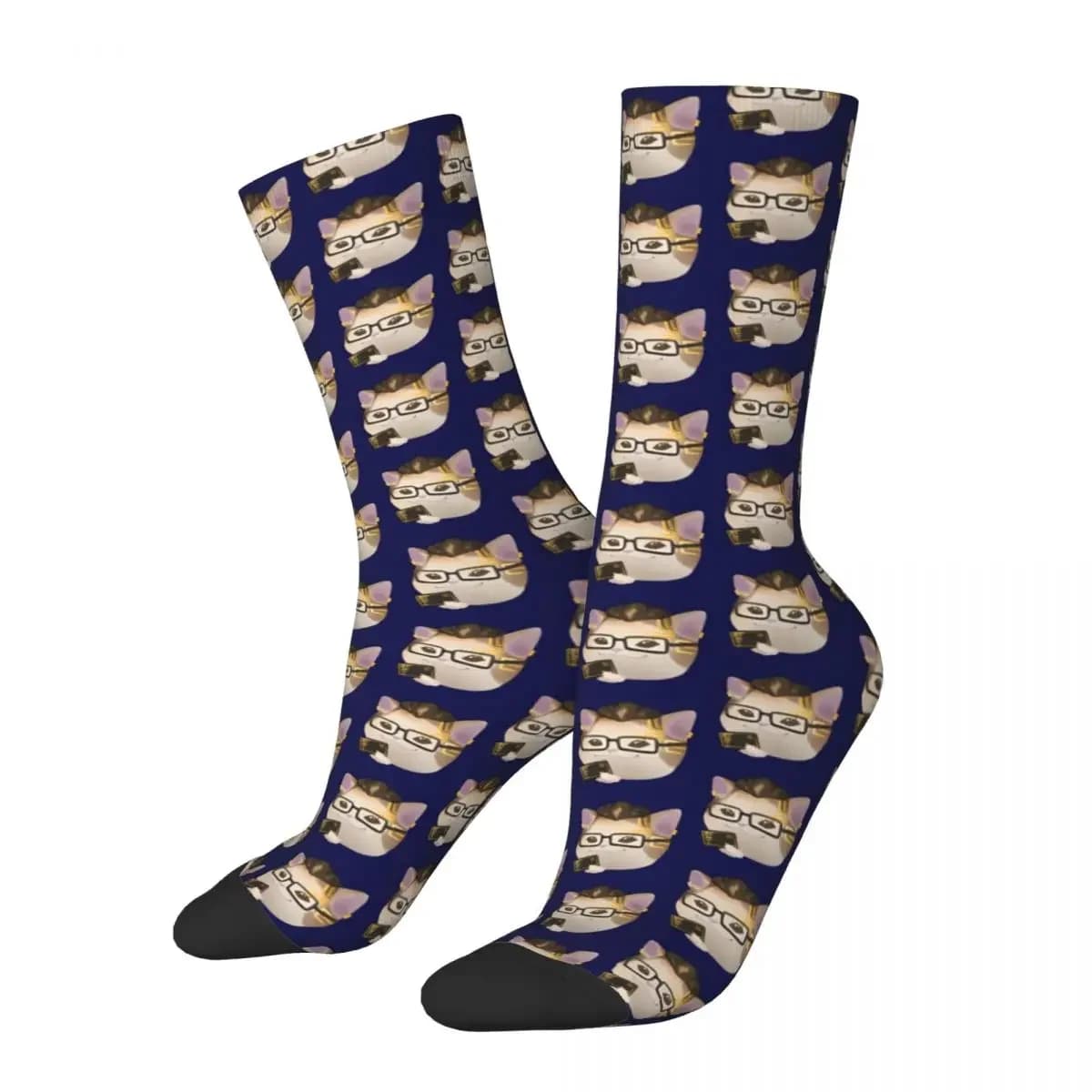 Rich French Cat Men's Socks Vintage Harajuku Street Style Novelty Seamless Crew Sock