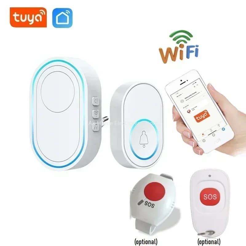 TUYA WiFi Doorbell Alarm Wireless Intelligent Doorbell APP Control Support DIY 433MHZ Wireless SOS Remote Control Bracelet