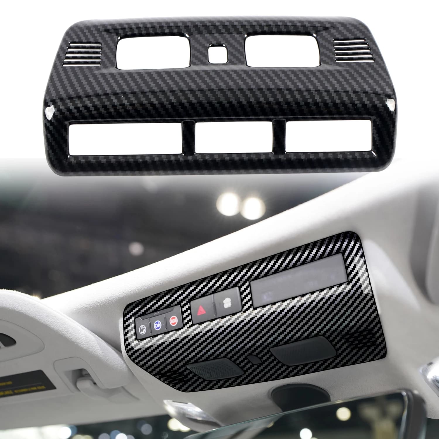 Car Accessories For Chevrolet Corvette C8 2020-2023 Carbon Fiber Style Interior Front Reading Lamp Frame Decoration Cover Trim