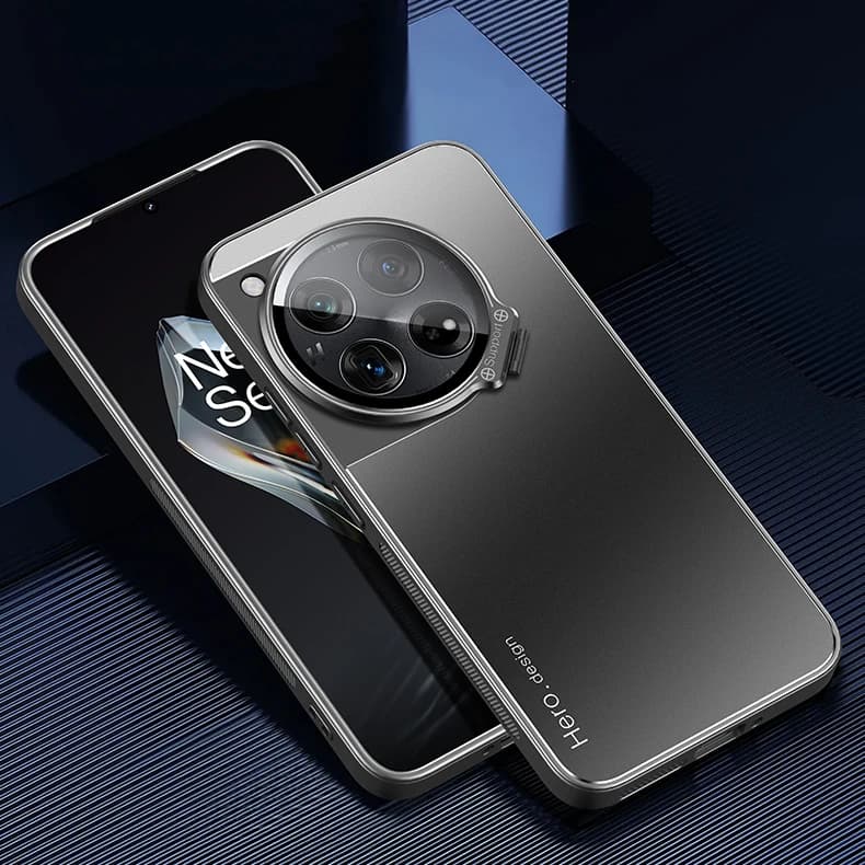 For OnePlus 12 Case Hard Matte With Stand Magnetic Lens Protective Back Cover Case For OnePlus12 One Plus 12 1+12 Phone Shell