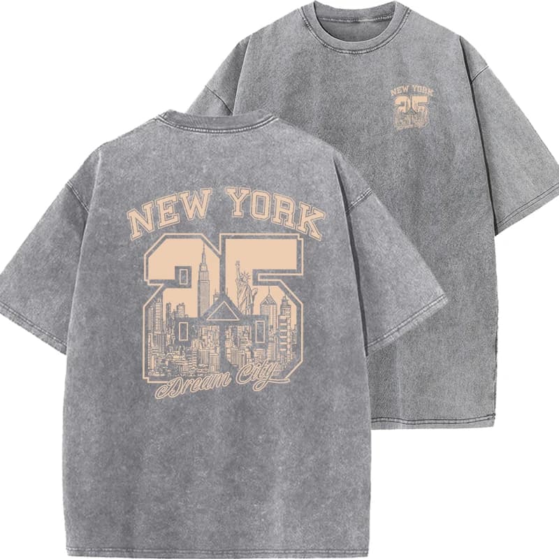 New York City Funny Print  Woman T Shirts Summer Vintage Washed Cotton Breathable Tee Shirt Fashion Casual Home Tshirt
