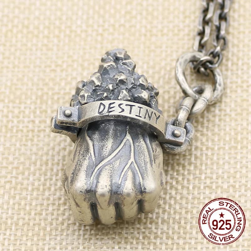S925 Sterling Silver Pendant Personalized Rock Style Fist Jewelry Pendant Punk Gothic Style Gift for Lover