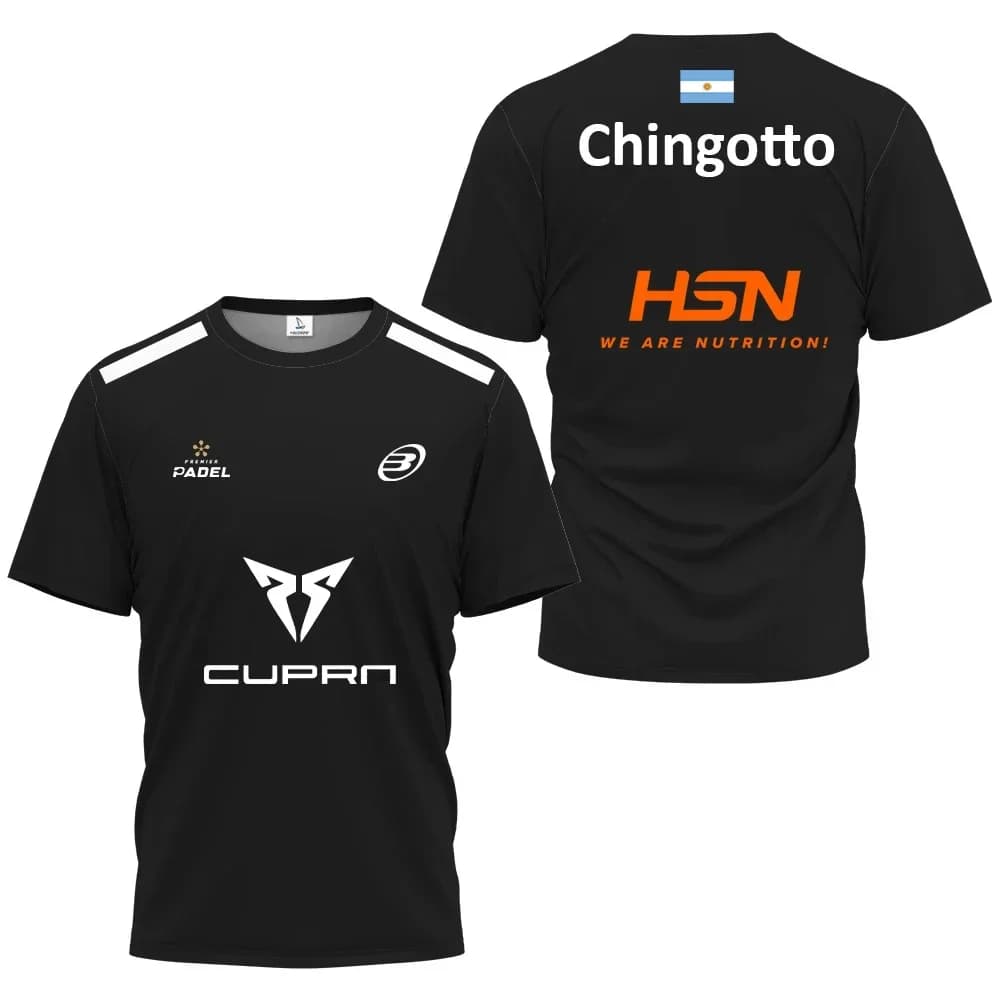 New Padel sports fitness T-shirt series, Argentina men and women's summer quick dry round neck short sleeve print 3DT shirt top