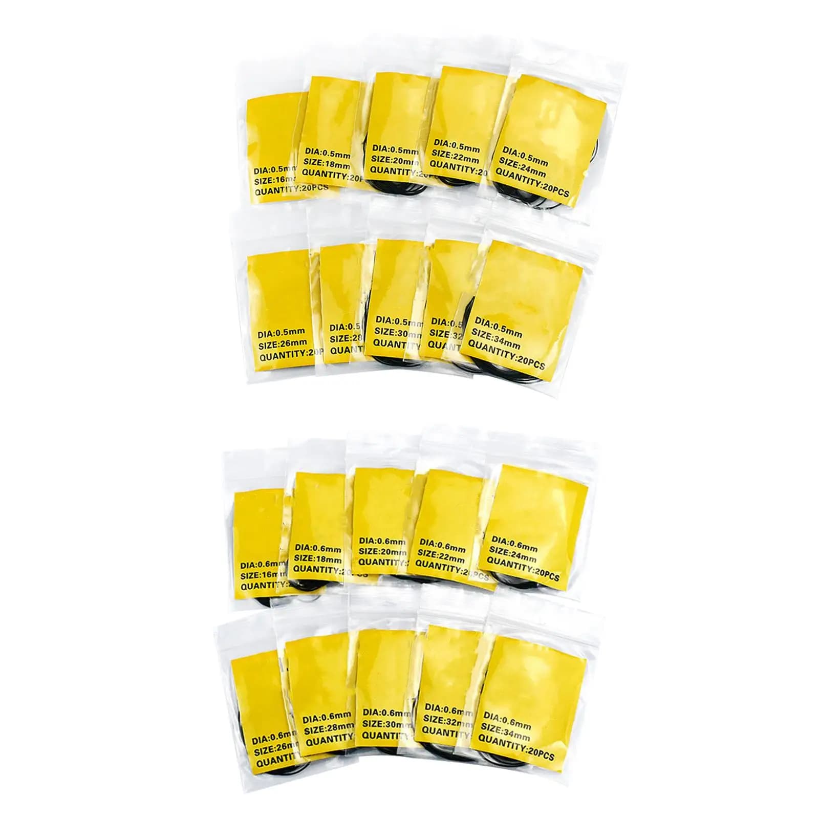 200x Watch Back Case Gasket Watch Supplies 16mm-34mm Replacement Assortment Watch Case Cover 10 Different Sizes Rubber O Rings