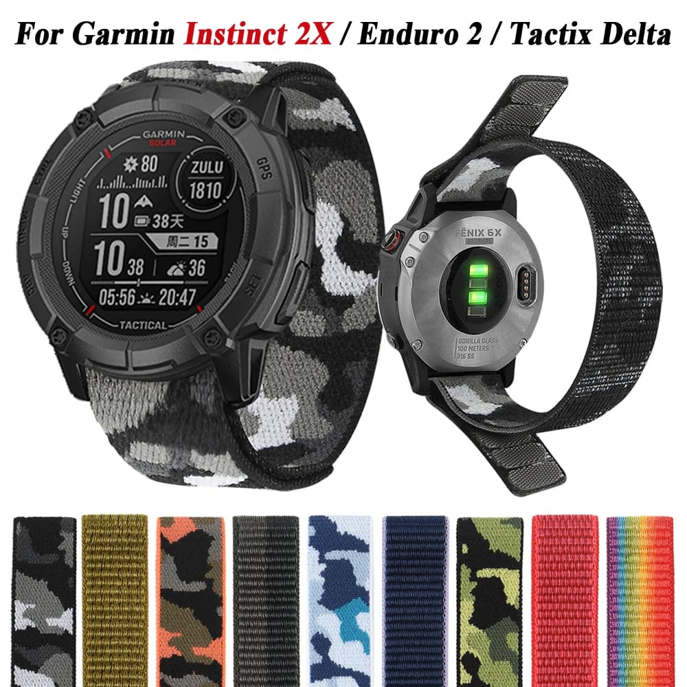 Instinct 2X Smart Watch Hook & Loop Nylon Straps For Garmin Fenix 6 6X Pro 7 7X 5X 5 Plus Epix 2 Wristband Band 22 26mm Bracelet