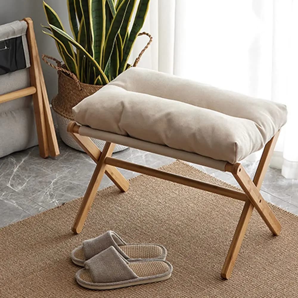 Living Room Wood Stool Chair Foldable Sofa Stool Portable Footrests for Home Leisure Chair Shoe Stool Foot Auxiliary Chair