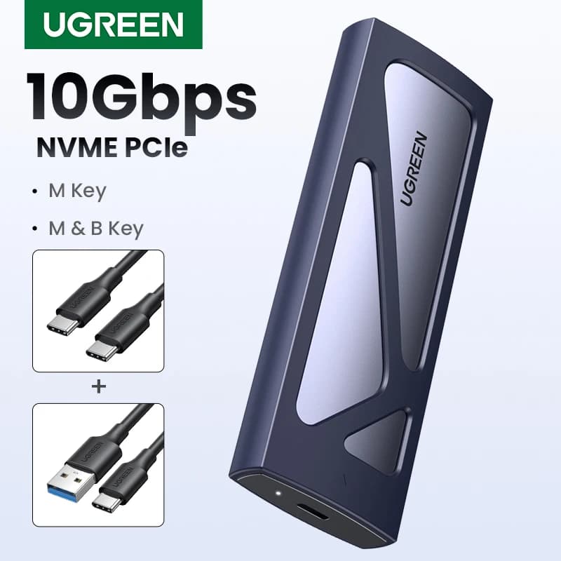 UGREEN M2 SSD Case M.2 NVMe 5Gbps USB C 3.2 Gen2  SSD Enclosure Tool-Free External  SSD Adapter M and B&M Keys