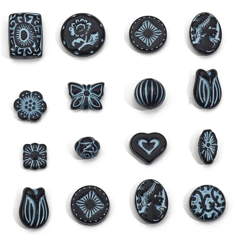 Fashion Painted Baroque Style Acrylic Beads Heart Flower Butterfly Charms for Necklace Bracelet DIY Jewelry Making Accessories