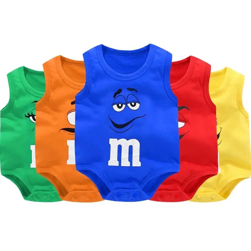 0-24M Newborn Baby Cotton Bodysuit for Boys and Girls Letter Print Funny M Sleeveless Baby Romper Summer  Soft Toddler Onesie