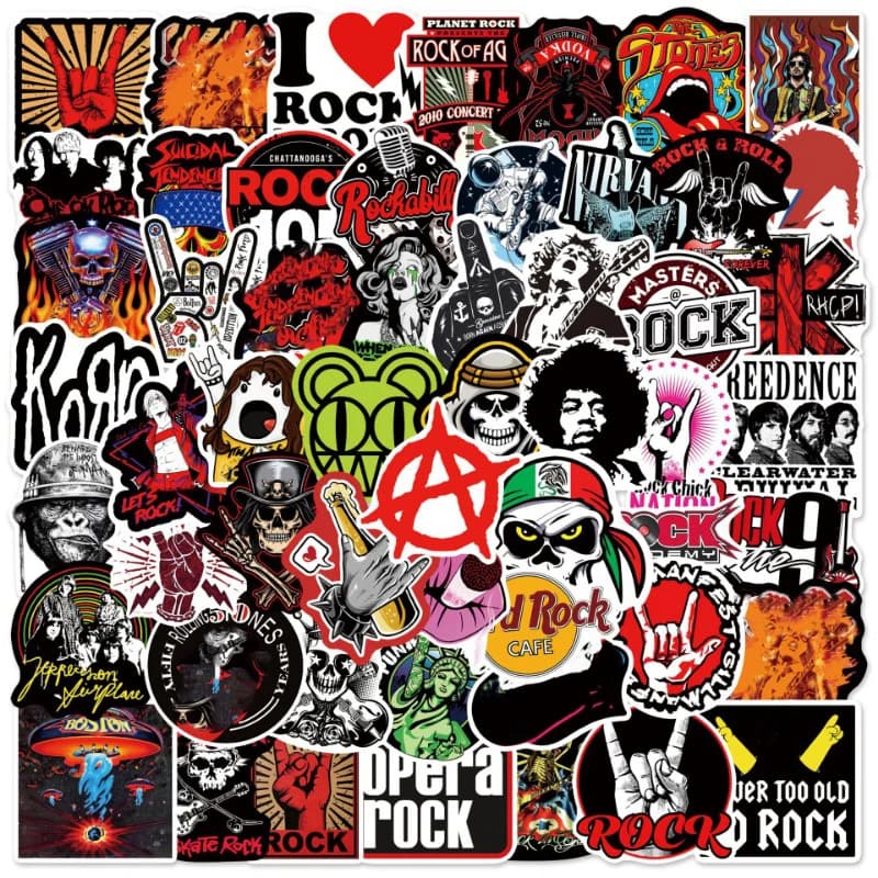 10/50/100pcs Classic Rock Music Graffiti Stickers Guitar Band Decals for DIY Decor Phone Laptop Skateboard Travel Luggage Helmet