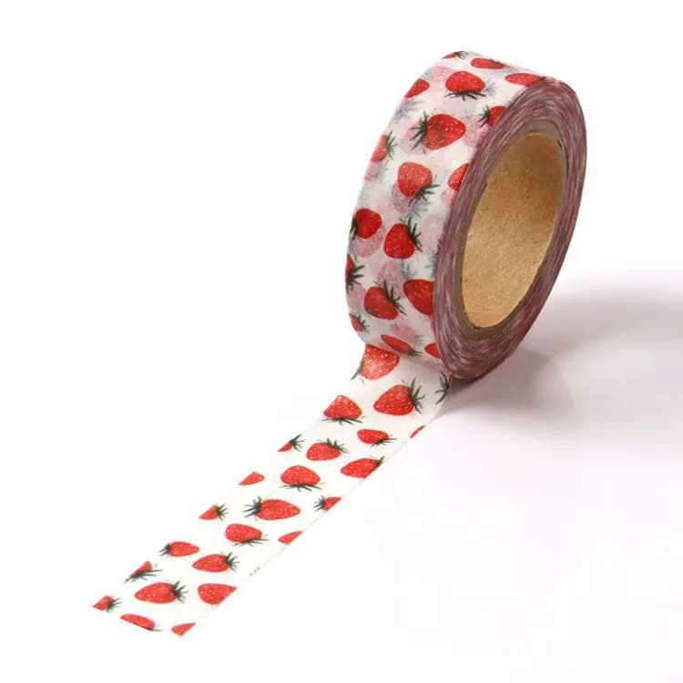 1PC. 10M Decor Cute Strawberry Fruit Washi Tapes DIY for Scrapbooking Planner Adhesive Masking Tapes Kawaii Papeleria