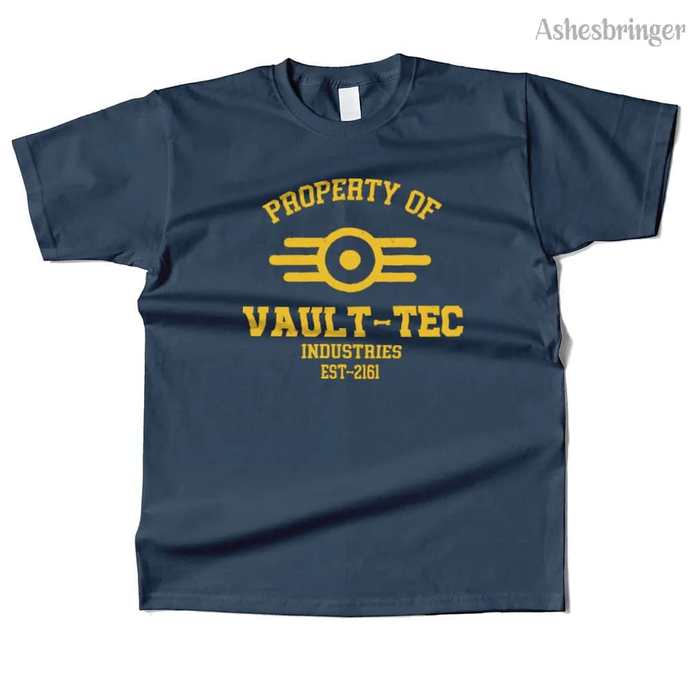 Mens Cotton Property of Vault Tec Graphic T Shirt Street Casual Style Tee for Men and Women