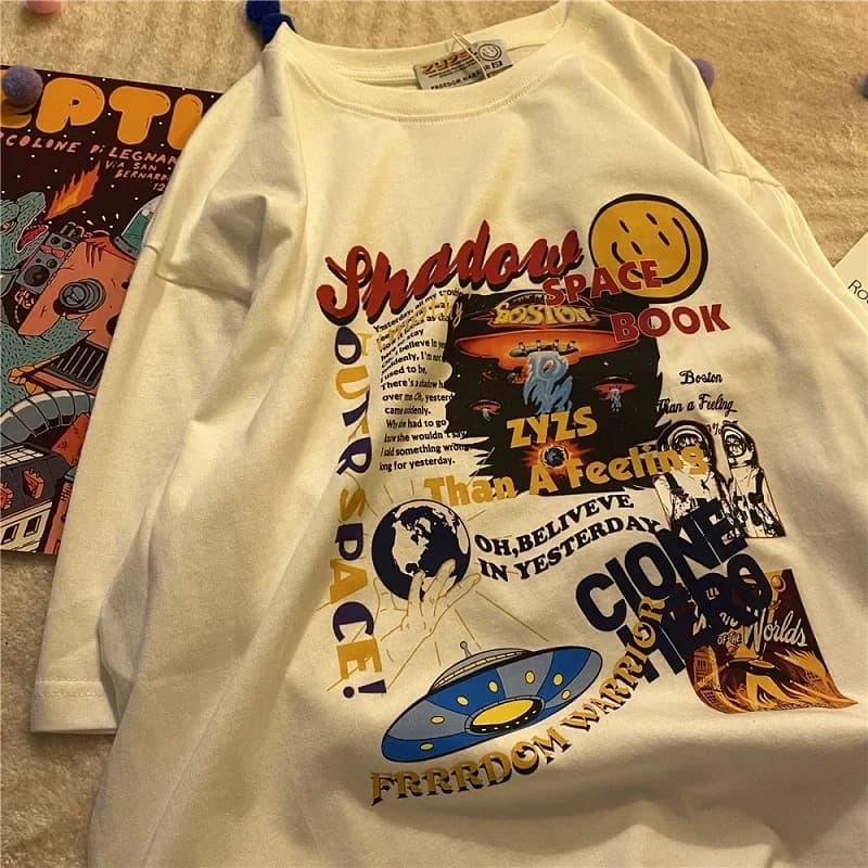 Vintage Gothic Women T-shirts Men's Print Short Sleeve Oversized  T-Shirt Harajuku Ulzzang Fashion Streetwear Tops Y2K