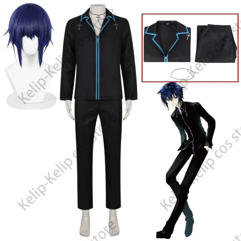 Anime Shugo Chara Tsukiyomi Ikuto Cosplay Costume Wig Necklace Ear Tail Props JK Uniform Full Set Adult Convention Cosplay