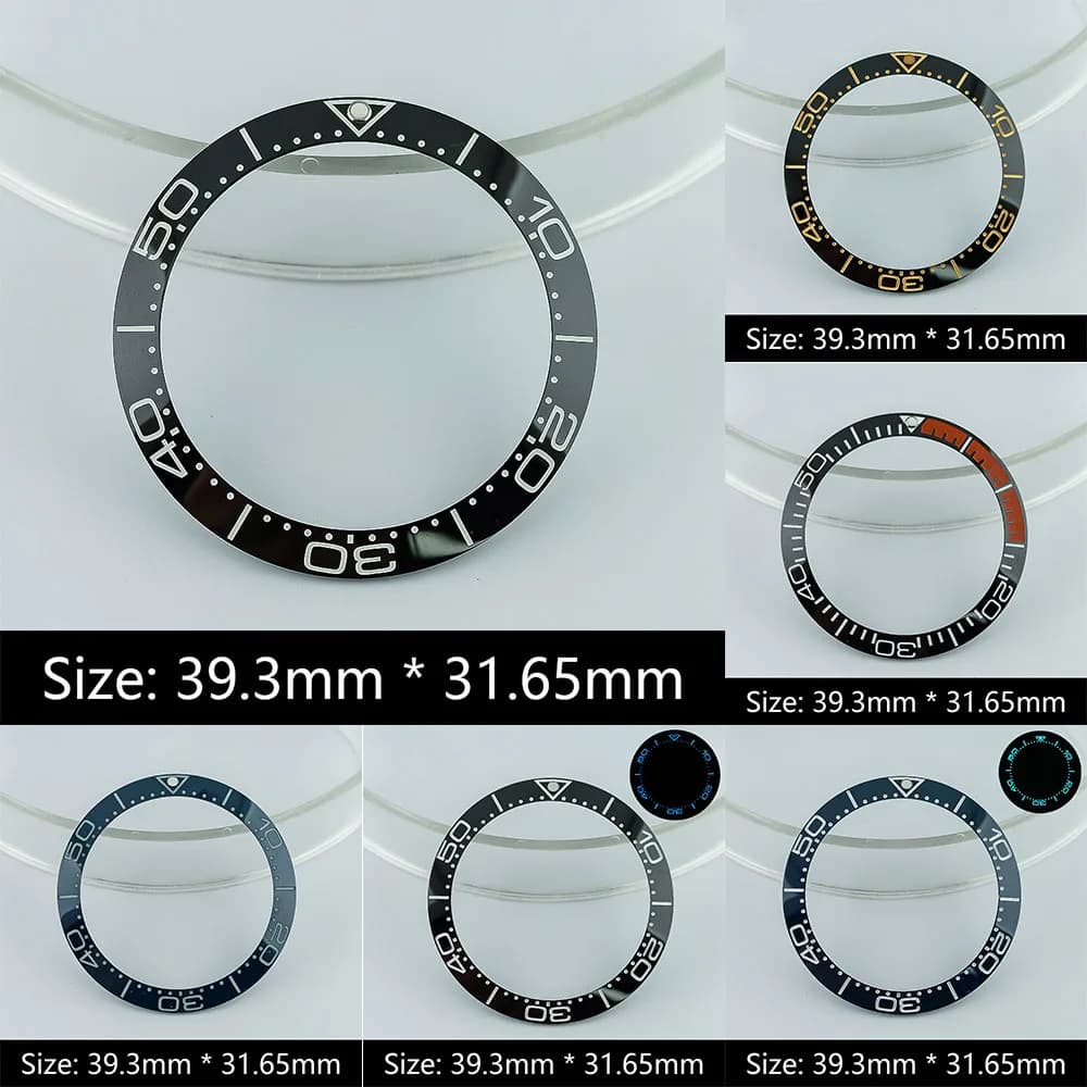 Anillo de inserción de reloj de cerámica con bisel inclinado sustituto, accesorios de reloj de celebridades, 39.3x31.65mm